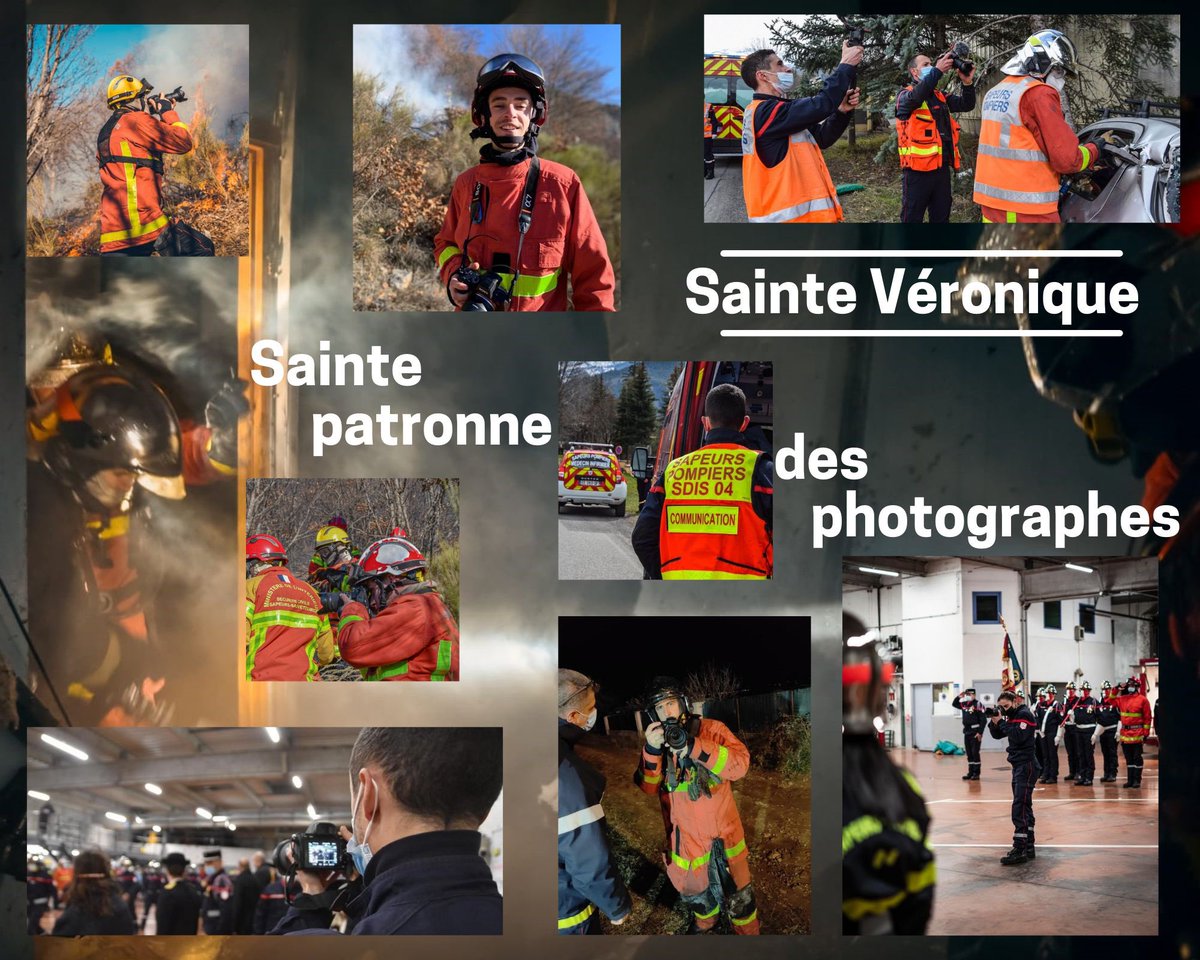 Pompiers04's tweet photo. Aujourd'hui, c'est la #SainteVéronique, sainte patronne des photographes 📸

L'occasion pour nous de saluer notre équipe #COM04. Grâce à eux, vous pouvez être informés sur l'actualité des @Pompiers04 et des personnels du SDIS. 
Rejoignez-nous sur les réseaux. https://t.co/PAMiVz7FCK