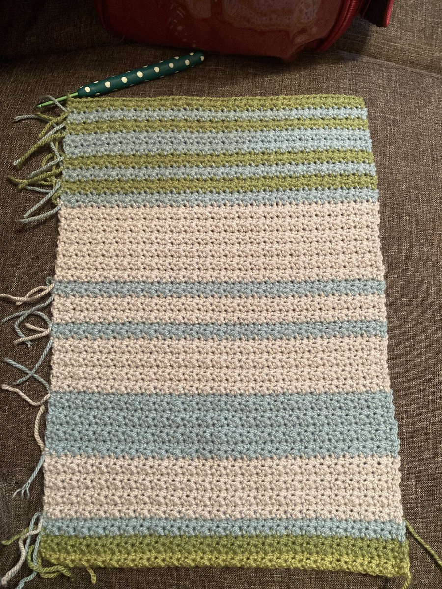 CClywedog's tweet photo. Progress update on the scarf! This week seems to have been a bit warmer so the green has made a reappearance. This is the crochet scarf in the Llyn Clywedog Pastels colour scheme. Feel free to share pictures of your progress! #cal #kal #craftalong #temperature #temperatureproject https://t.co/2WqQsHgeUo