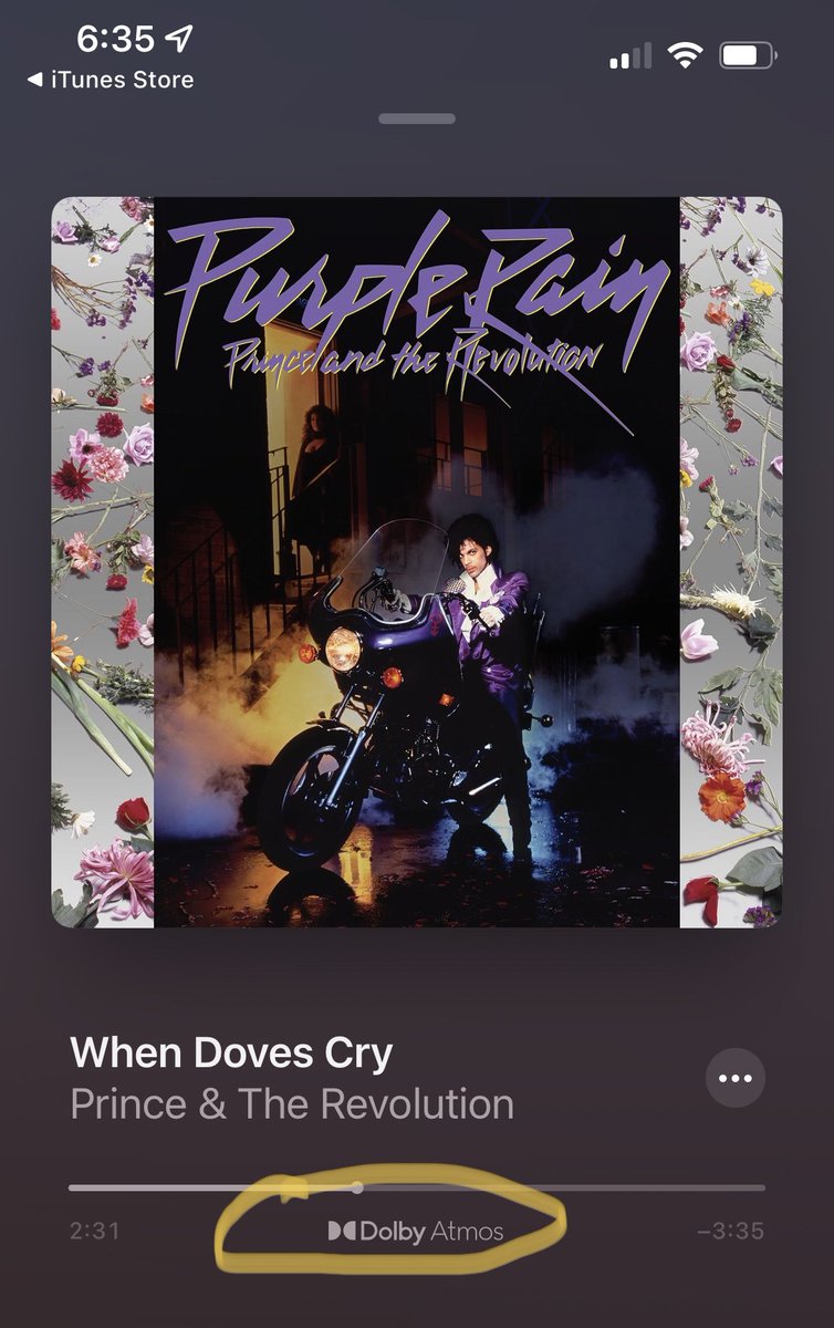 jchambers's tweet photo. Just checking if I’m the only one who’s bothered by some of the “Dolby Atmos” mixes that have been released. Prince’s “When Doves Cry” has been processed from being such a tight mix to something in the shower. There are some things that work well, but…? https://t.co/fVCFmVGYYG