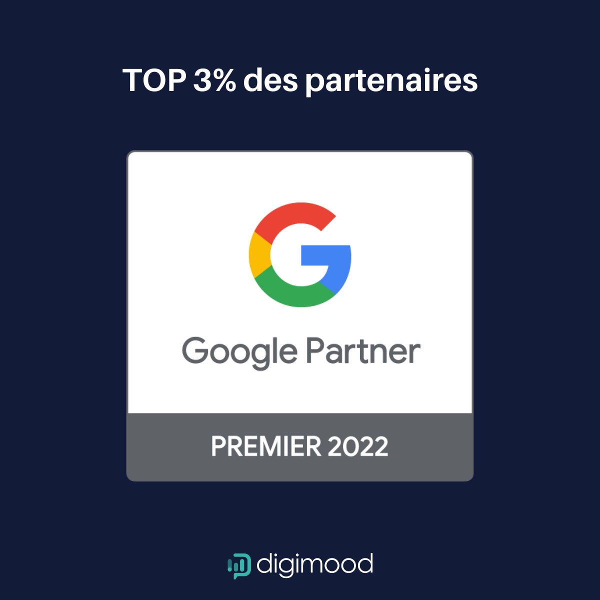 ✅Digimood renouvelle son statut #GooglePartner Premier pour 2022 ! 

#Google #googleads #digimood #partenairegooglepremier