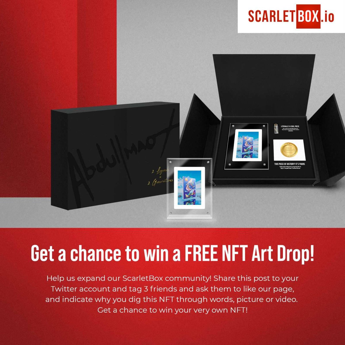 Scarletbox_io's tweet photo. Are you looking to expand your NFT Collection? You've come to the right place as we're giving away a FREE NFT Art Drop from our first collection: 2 Legends x 2 Generations! ✨ (1/2) https://t.co/F1HvLFhUNi