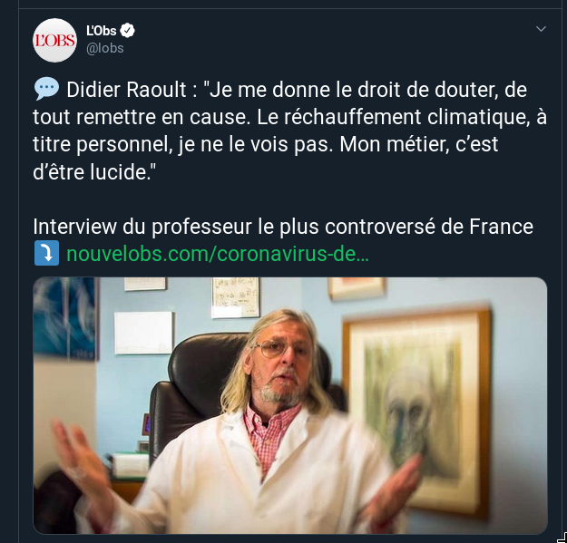 Grompf3's tweet photo. @JulienPain @MathildeGracia Remarquons que la désinformation sur le Covid a popularisé toute une série d'éléments de langages et d'arguments foireux qui peuvent être réutilisés tels quels pour désinformer sur le réchauffement climatique.
Et on voit des liens entre les 2 sujets. https://t.co/r6qTQlWH4U