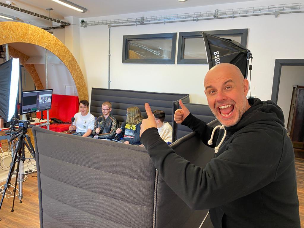 jasonmohammad's tweet photo. OK - we are LIVE on my Academy @TramshedTech. 

Cannot believe how quickly this has come together with @teachernudge @CAVC.

These students have created their own radio shows - streaming live now on YouTube!

First up - our movie review show!

#JMAcademy 

https://t.co/Mc0O9WnZZf https://t.co/2Y53GEis7X
