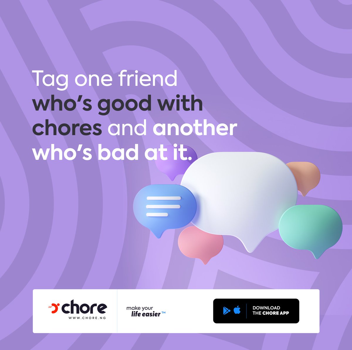 The rule of tagging is simple; you don’t have to tell who is which. Let them decide between themselves.
.
#chore #chores #errand #friends #tag