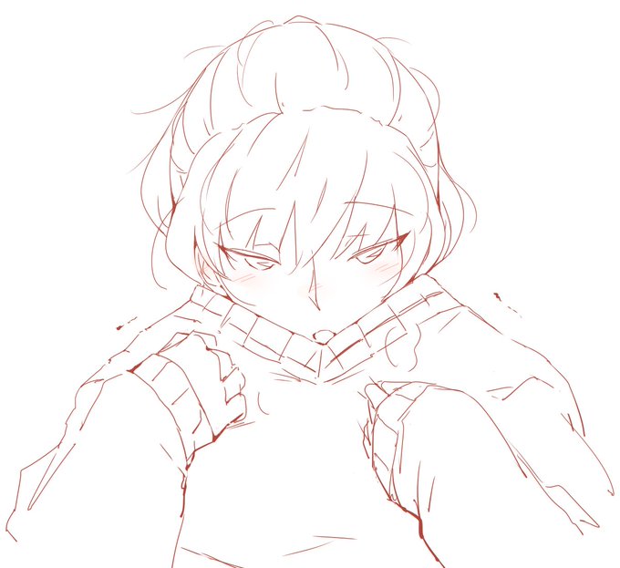 サークルカット描いてたはずがバレンタイン気分になってきた塚原先輩らくがき。 