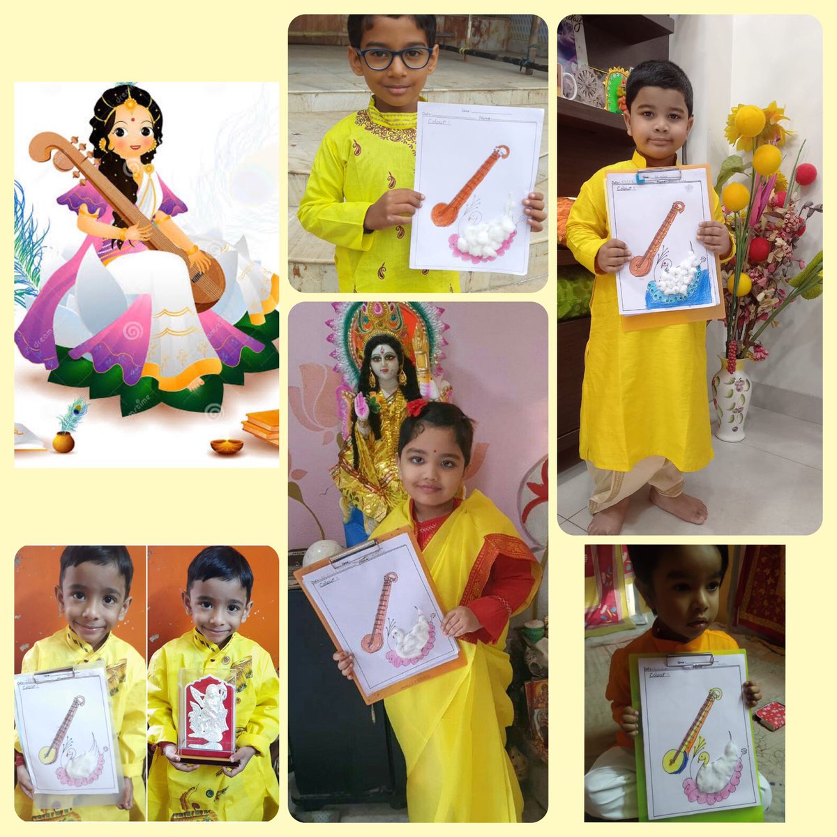 SchoolArun's tweet photo. Our nursery kids are wishing everyone a very Happy Saraswati Puja and celebrating the occasion with their  sweet craft.
#ans #arunnurseryschool #kids #vasantpanchami #saraswatipuja #celebrations https://t.co/sXItrOhY2t