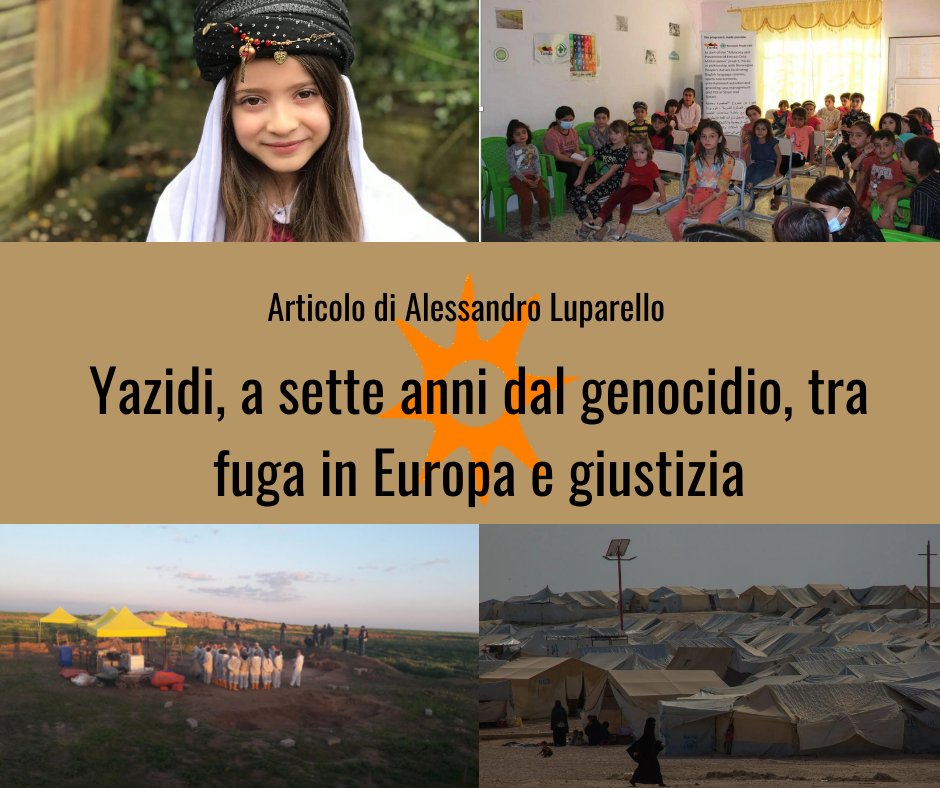Dal genocidio del 2014 da parte di Da'esh, gli #Yazidi cercano #giustizia e provano a ricominciare a vivere.

La loro storia merita di essere conosciuta, sono felice di contribuire con questo piccolo tassello.

💛✊🏾

vociglobali.it/2022/02/04/yaz…
cc @Ezidi2 @scrivosempre  @vociglobali