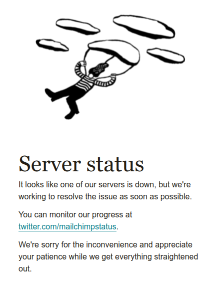 larshunze's tweet photo. @MailchimpStatus US6 seems to be down as well. I'm getting an error on it as well https://t.co/cyC7wRTInf