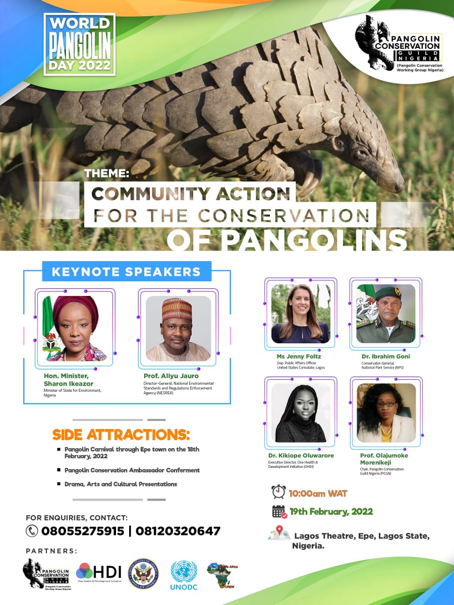 pangolin_group's tweet photo. Exceptional World Pangolin Day 2022 in Nigeria!
Join us in Epe, a hotspot for wildlife trade, as we engage in advocacies; create awareness; enable dialogues among community leaders, local and national stakeholders. Celebrate Pangolins! #WorldPangolinDay #savepangolins @PangolinSG https://t.co/bIYZFg05jG