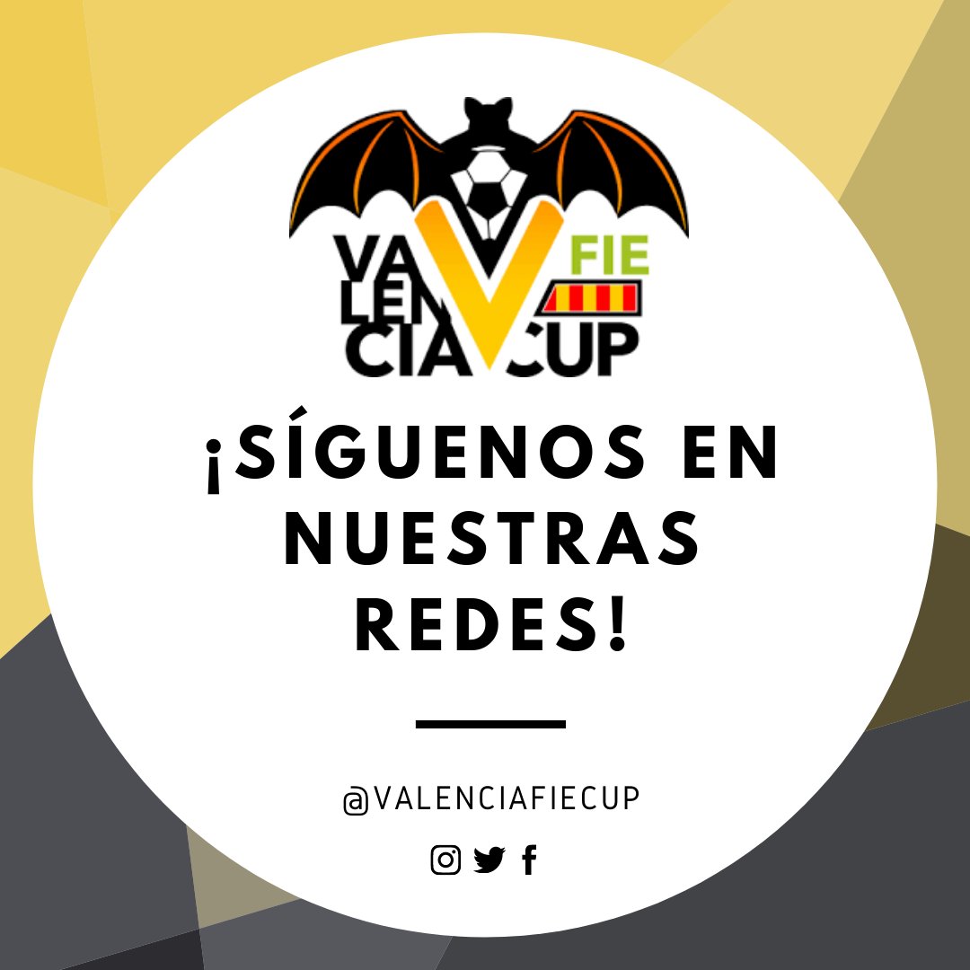 🖱️➕🫂 ¡Síguenos en nuestras redes sociales y no te pierdas ninguna noticia de nuestro torneo!

📲 Instagram: instagram.com/valenciafiecup/

📲 Twitter: <a href="/ValenciaFIECup/">Valencia FIE Cup</a> 

📲 Facebook: facebook.com/Valencia-FIE-C…

🟡⚫️↘️ Más información en <a href="/futbolinevents/">Futbol In Events</a>