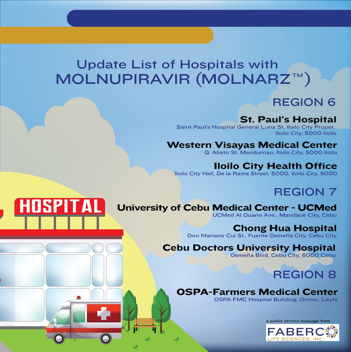 fabercolife's tweet photo. Updated List of Hospitals with Molnupiravir (MOLNARZ)

Region 6 (Western Visayas), Region 9 (Zamboanga Peninsula) https://t.co/yqYsJ7wzyO