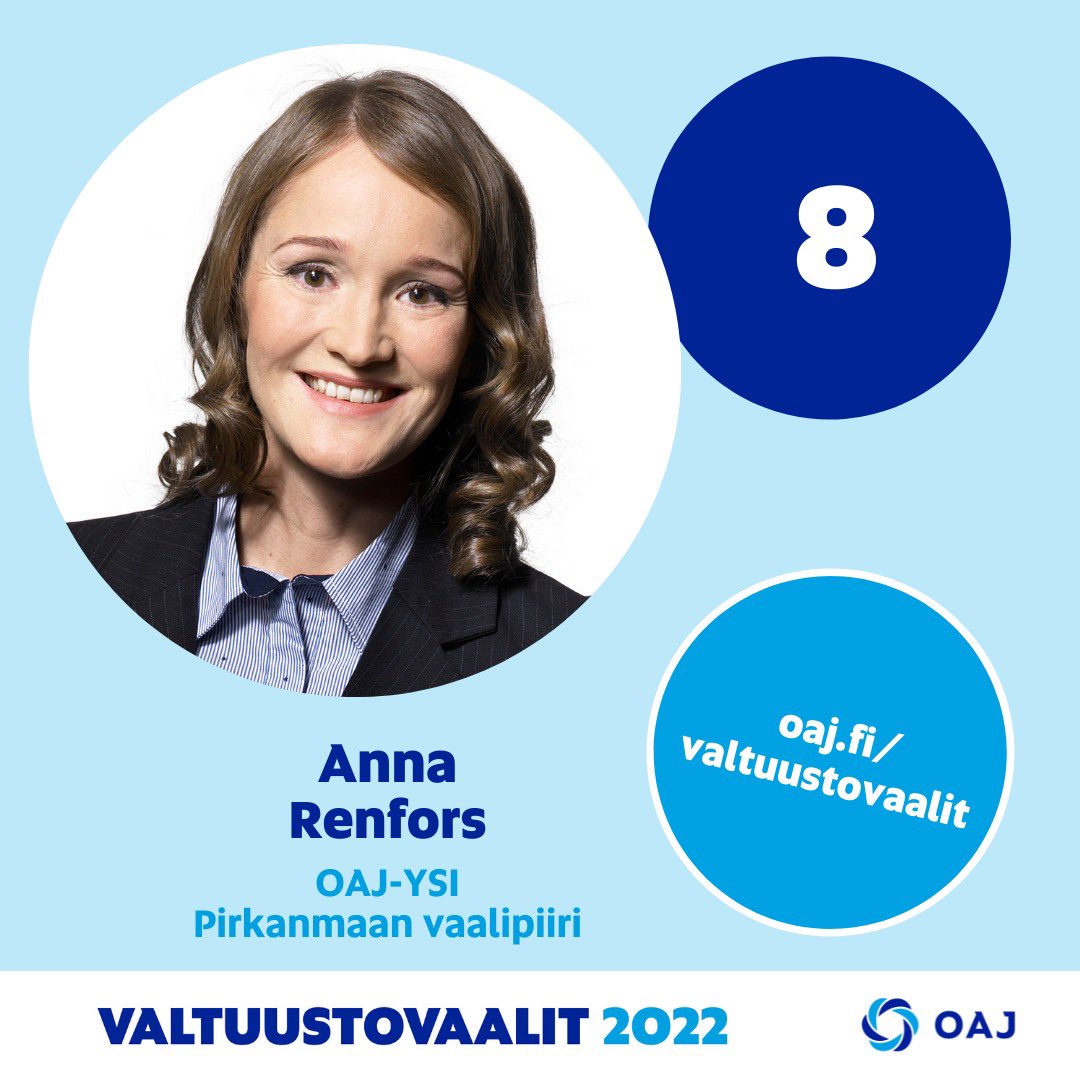 anna_renfors's tweet photo. 🗣 Olen ehdolla OAJ:n valtuustovaaleissa.

👥 Minua voivat äänestää kaikki Pirkanmaalla työskentelevät peruskoulun ja lukion sekä yleissivistävän aikuisopetuksen opettajat.

👉 Sähköinen ennakkoäänestys alkaa 28.2. https://t.co/B5hK0pFvi1