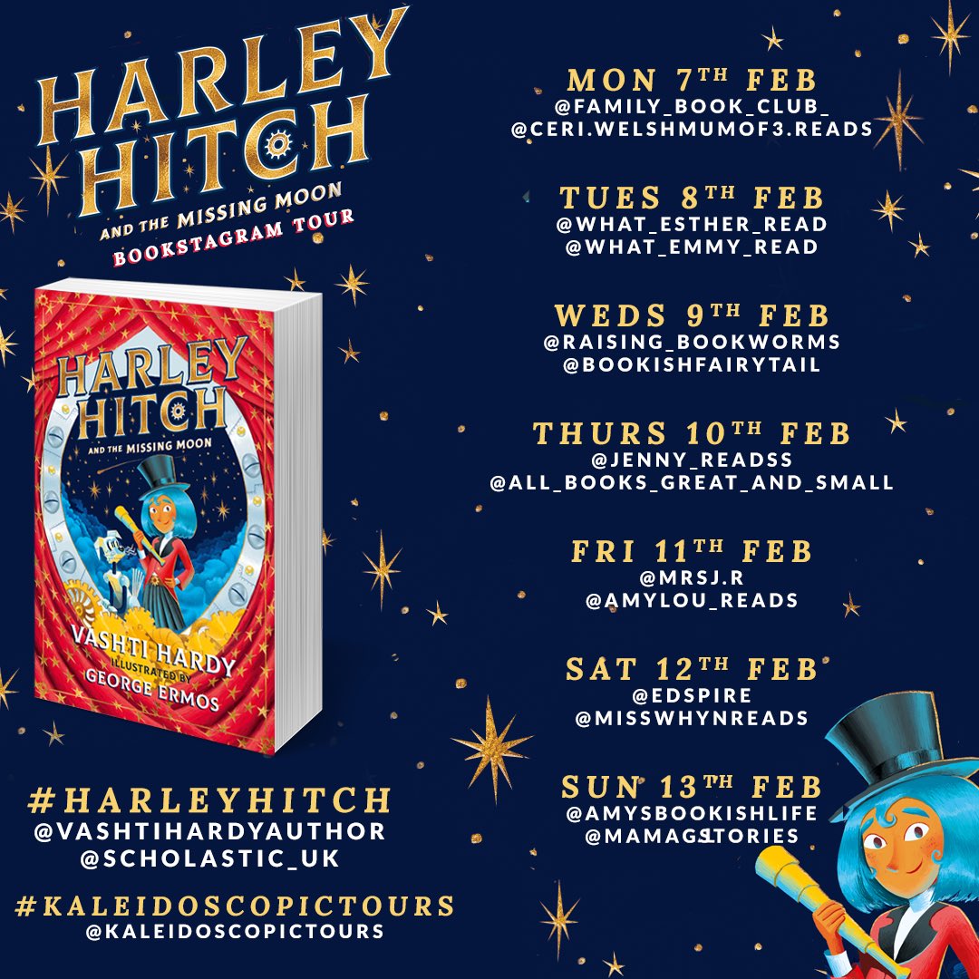 vashti_hardy's tweet photo. Harley Hitch and the Missing Moon is jetting off for a star-filled #bookstagram tour next week! Details below and some fabulous book bloggers for you to follow:
#HarleyHitch #MissingMoon #kaleidoscopictours https://t.co/RwyNLwntMV