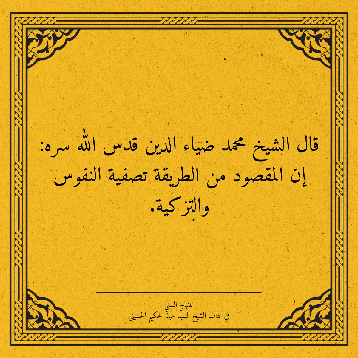 قال الشيخ محمد ضياء الدين قدس الله سره:

"إن المقصود من الطريقة تصفية النفوس والتزكية"