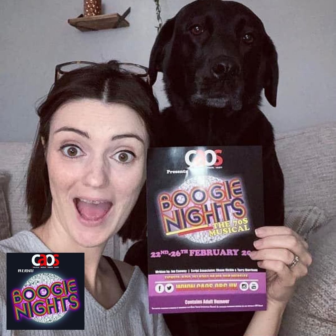 CAOSchair's tweet photo. POSTER SELFIES! 📸 Here’s some of our lovely cast members with our ‘Boogie Nights’ poster! Including Mick who keeps us all in tea &amp; biscuits!☕️🍪😍
‼️FRI &amp; SAT SHOWS ARE NEARLY SOLD OUT‼️ 
🎟 https://t.co/kIrgG7fGSz
📞 07557 979302 
🎭 22nd - 26th February 2022
#BoogieNights2022 https://t.co/Ss989aw6TQ