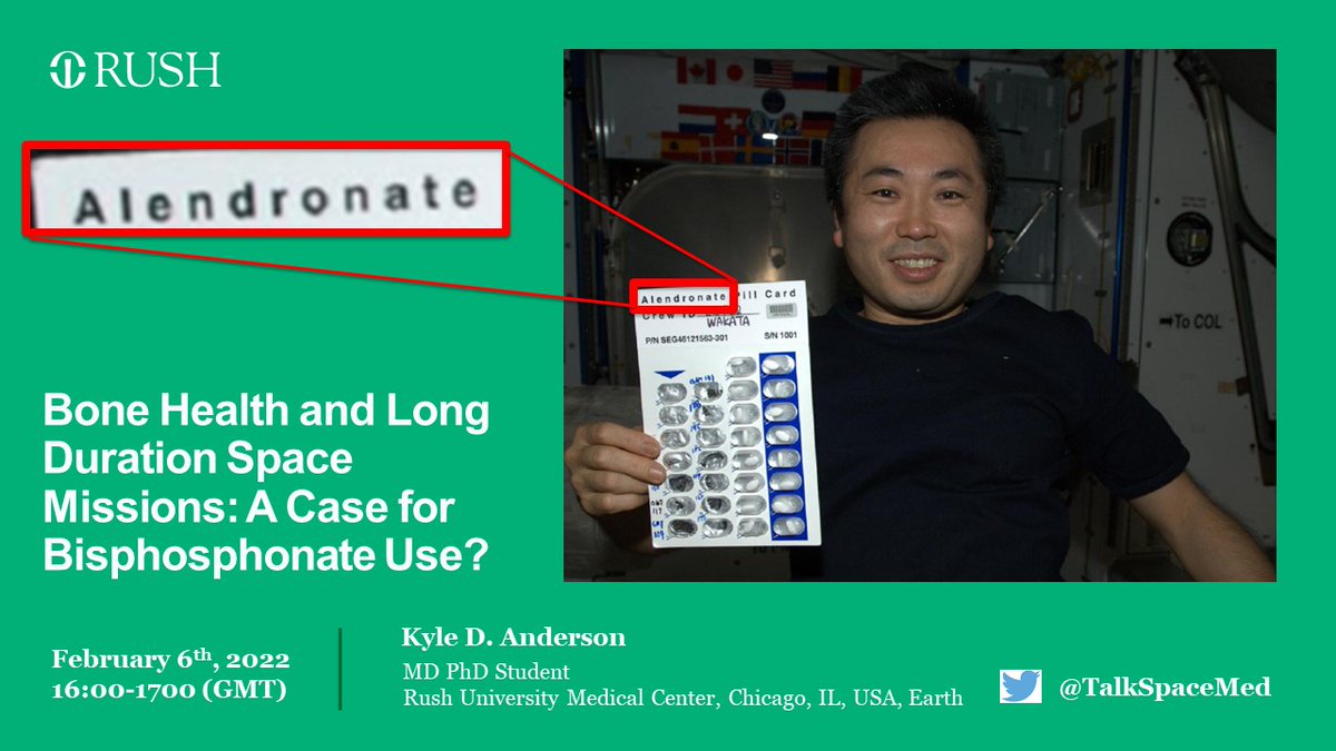 Excited to present my thoughts on the potential use of bisphosphonates for long duration space missions this weekend!

Sunday, Feb 6th @ 1600-1700 GMT
Thanks for the opportunity <a href="/SpaceMedAbdn/">University of Aberdeen Aviation and Space Medicine</a>

Conference runs from 900 GMT Saturday->2100 GMT Sunday eventbrite.co.uk/e/uoaasms-conf…