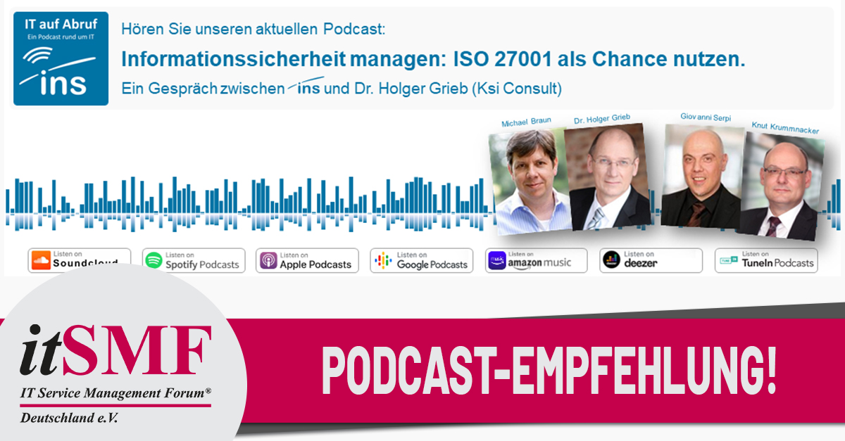 itSMF Podcast-Empfehlung!
#Community #INS #ISO27001 #ITSM #itSMFeV #Podcast #Security #ServiceManagement

itsmf.blog/podcast-inform…