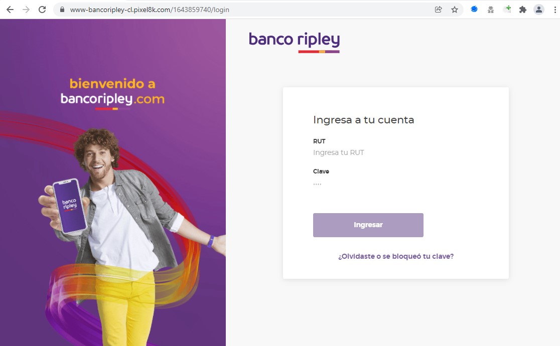 HSAFTeam's tweet photo. Hello @isimtescilNET 

We detected a #phishing website using a domain registered by you.

https://www-bancoripley-cl.pixel8k[.]com/

Please, disable this as soon as possible.
Regards https://t.co/p4StwGmZen