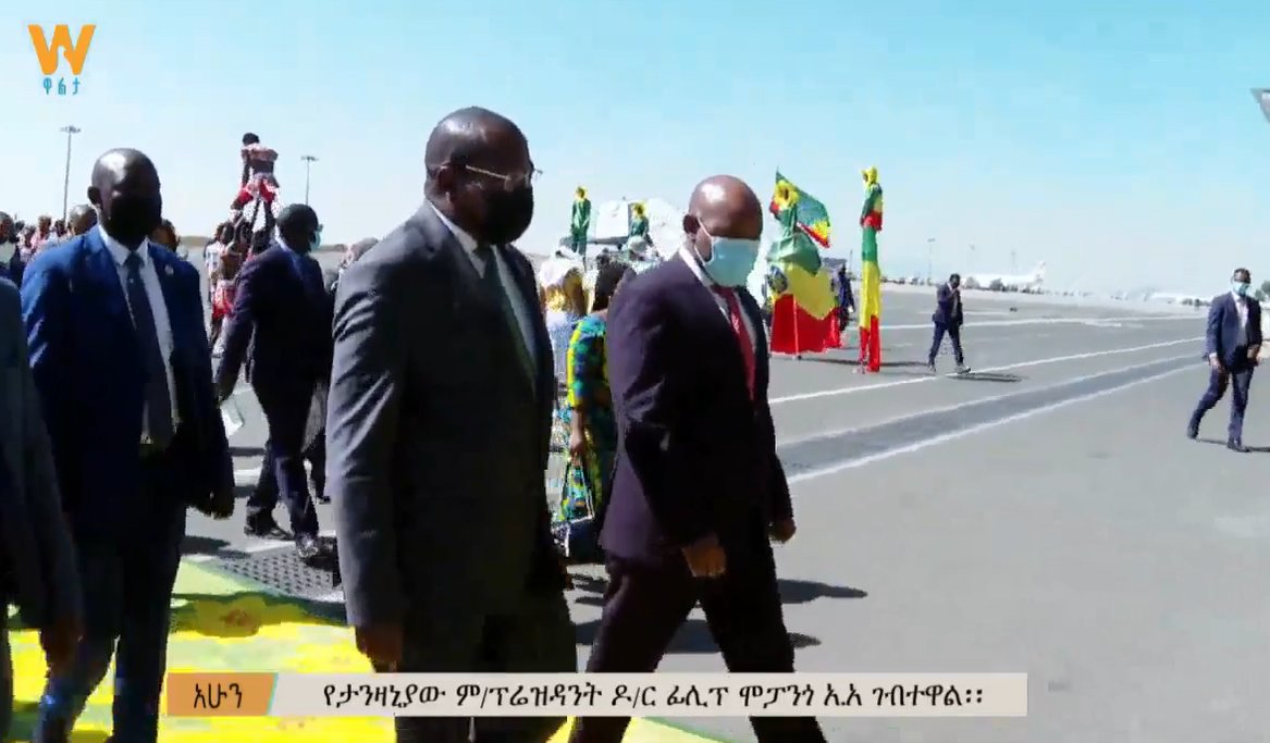 fana_arabic's tweet photo. Vice President of #Tanzania, Philip Mpango, has arrived in #AddisAbaba to take part in the 35th ordinary session of the AU Assembly.
State Minister of the @mfaethiopia, Amb. Birtukan Ayano and High-level gov’t officials have accorded a warm welcome to the  President. https://t.co/d2LFQ0YoyD