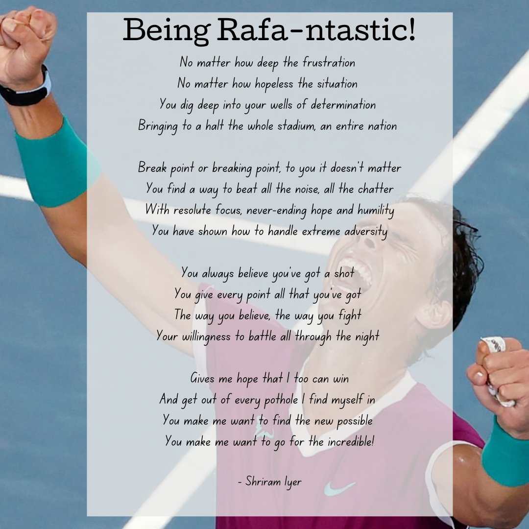NZShriramSinger's tweet photo. For the one and only @RafaelNadal Hope you like it :) https://t.co/RhoPxQWAiw