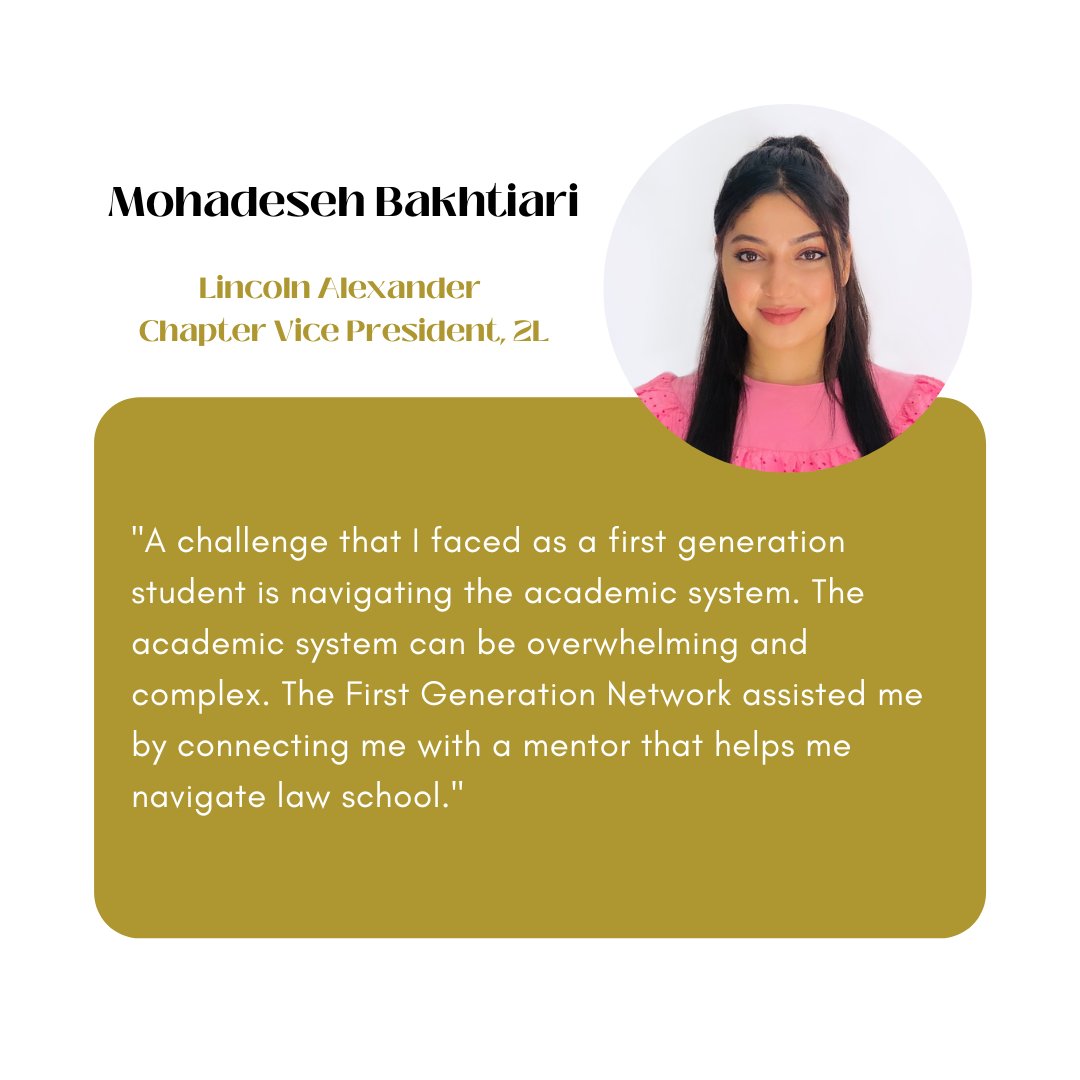 FGNCanada's tweet photo. Part 2/3: Learn how the First Generation Network has helped our various Chapter Presidents &amp; Co-Presidents overcome their struggles faced as a first generation law student!
#firstgenerationnetwork #fgn #mentorshipprogram #canadianlawstudents https://t.co/QrKYbSLxFT