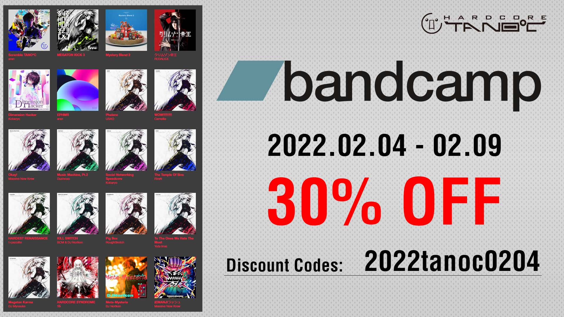 HARDCORE TANO*C on Twitter "bandcampアーティスト支援キャンペーンがはじまりました！ 02/04～09