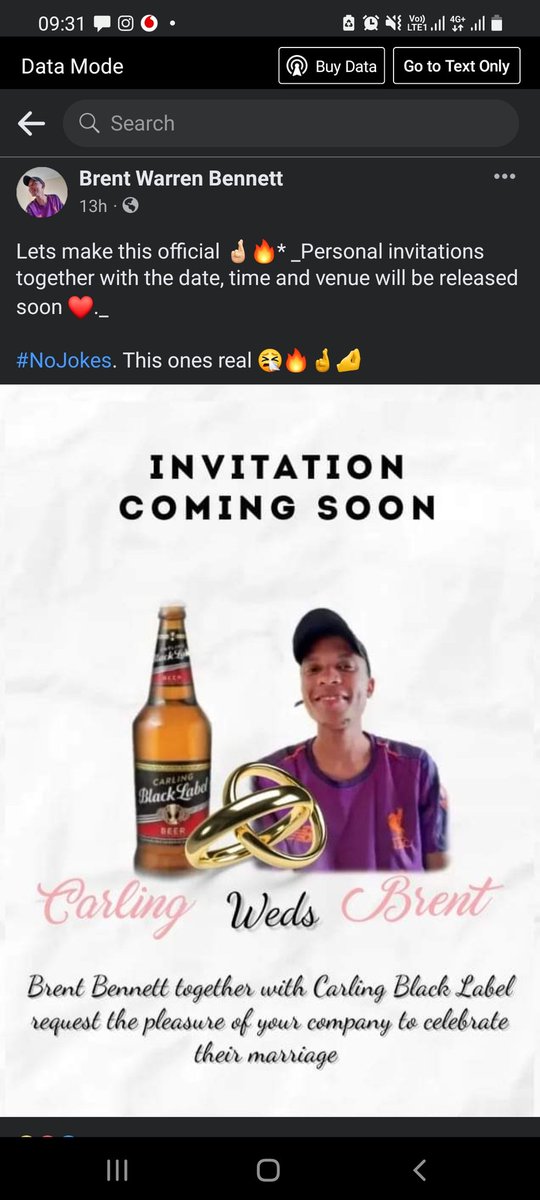 WayneClive's tweet photo. @blacklabelsa ......dude loves black label so much he gonna marry it..... https://t.co/BTfRNA41wd