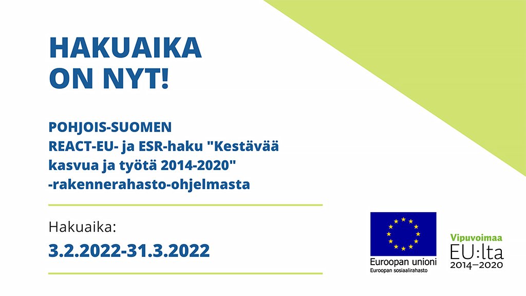 POPELYkeskus's tweet photo. #ELYkeskus hakee rahoitettavaksi Kainuuseen, Lappiin ja Pohjois-Pohjanmaalle kohdistuvia yleishyödyllisiä ESR-kehittämishankkeita. Hakuaika päättyy 31.3. https://t.co/cPTVuW6MWW @Rakennerahastot https://t.co/mok1zMqHlL