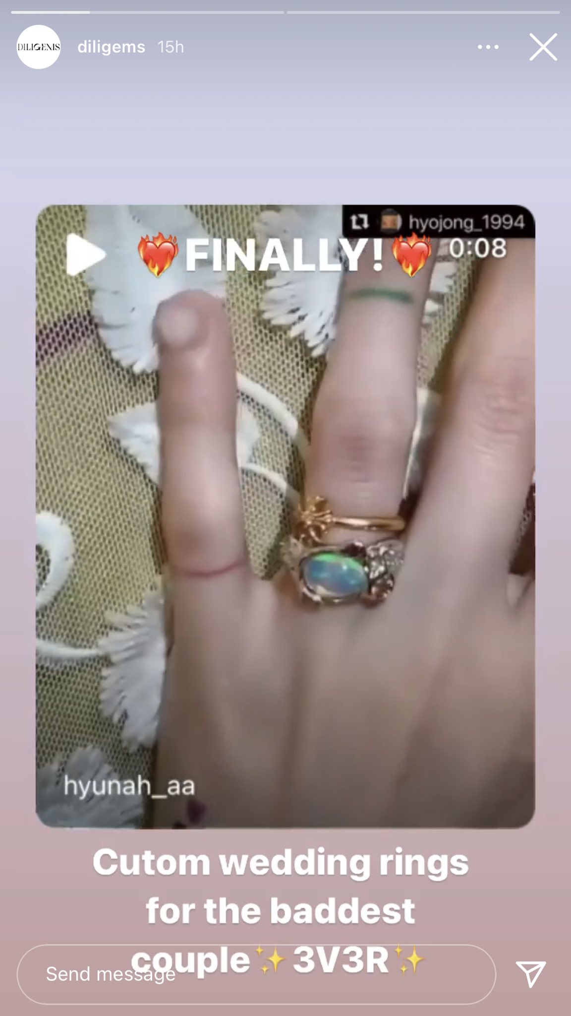 z on X Diligems the maker of HyunA and DAWN s wedding engagement rings shared a little bit abt the rings and the design process The ring is made of white gold and the