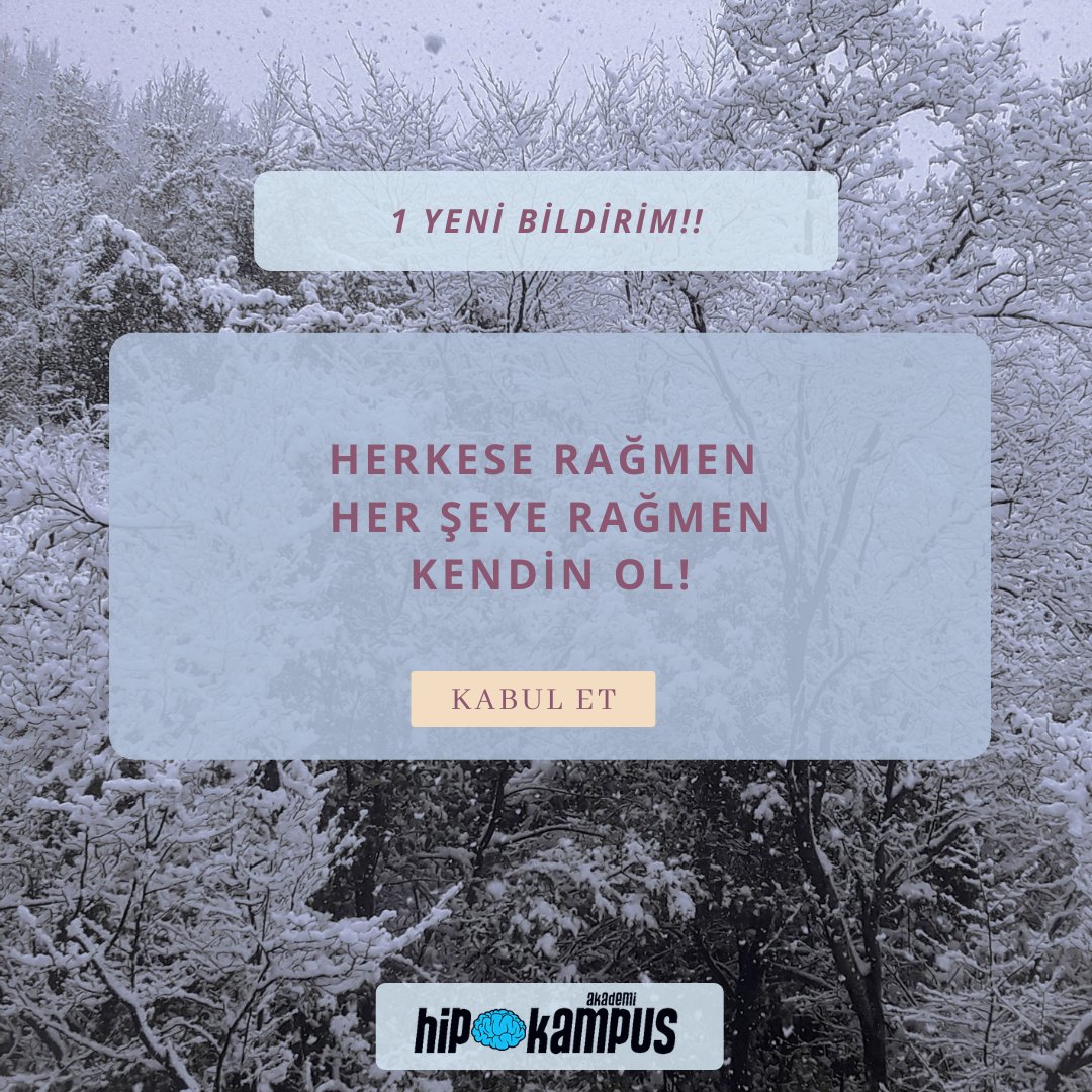 📌Herkese rağmen, her şeye rağmen kendin ol!

#HipokampusAkademi #ruhsağlığı