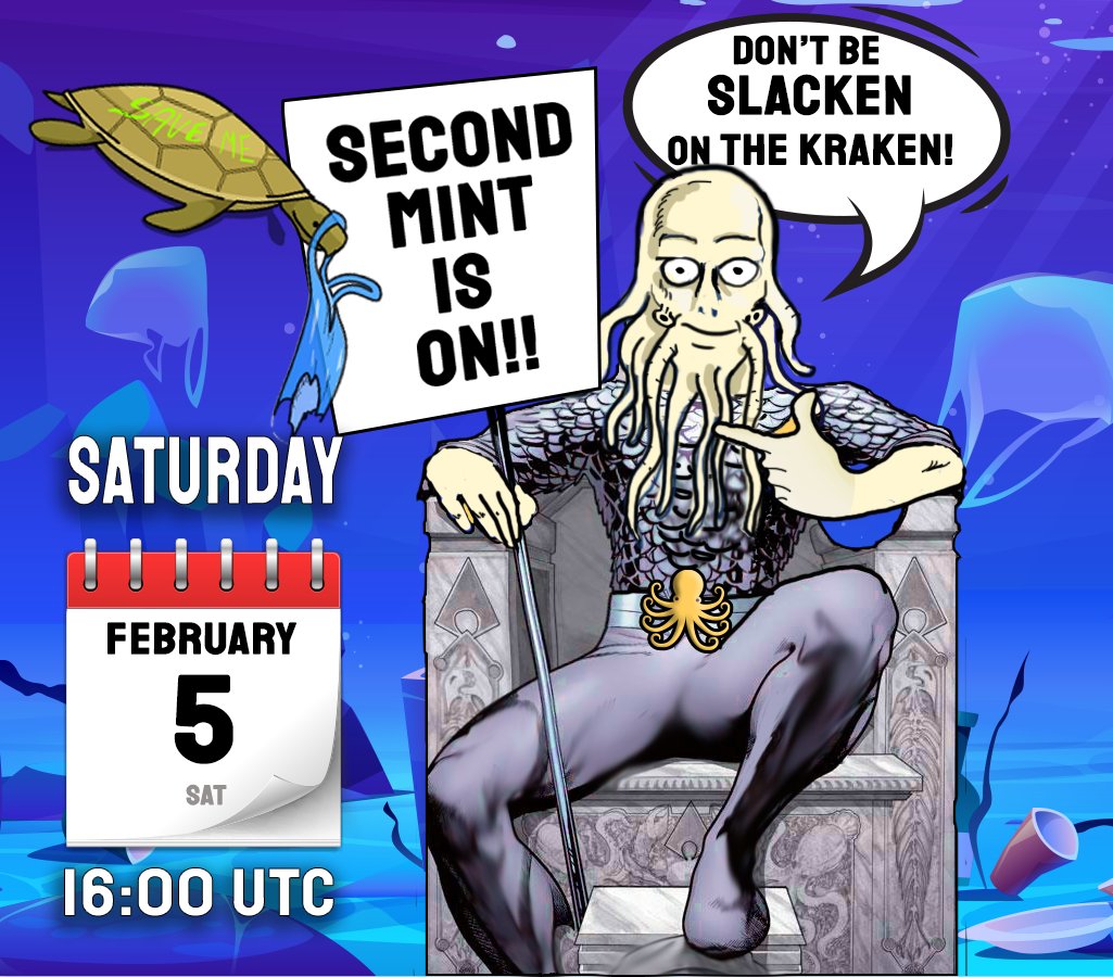 Hey Krakens! Whitelist for Pre-Sale 2 is STILL OPEN! Minting for Pre-Sale 2 will begin tomorrow | Feb 5, 16:00 UTC 🌊

There is still time to join our Discord and get in! discord.gg/GwYr84XjJH

Don't be Slacken on the Kraken! 🐙

#NFT #NFTCommunity #NFTProject #OpenSeaNFT