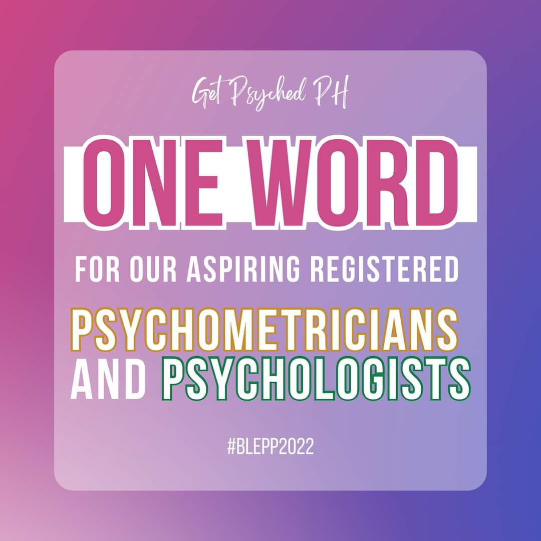 getpsychedph's tweet photo. Palapit na ang Feb 8 at 9!

Ano ang iyong ONE WORD para sa ating mga aspiring Registered Psychometricians and Psychologists this #BLEPP2022? https://t.co/dt7wNEmpyE