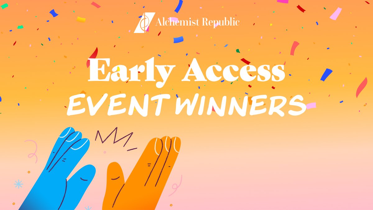 Blue_Baikal's tweet photo. Congratulations to the #AlchemistRepublic Early Access Event winners!
🎁Survey, Social Media Share & Friend Referral Event
Thank you for participating.
Please stay tuned for more contests and prizes for our official launch soon.
Full list of winners: https://t.co/bGLml8YFSI https://t.co/I3hudn5Tg2
