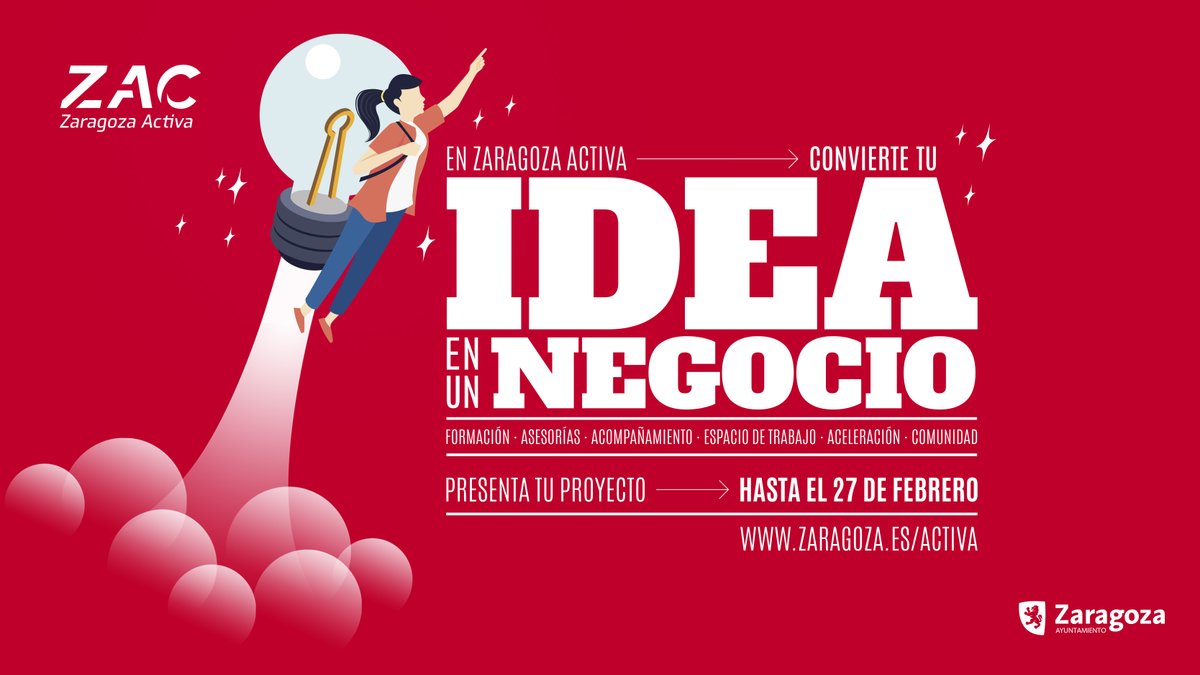 Zaragoza Activa (@zgzactiva) on Twitter photo Ya hemos lanzado la 3 edición de Convierte Tu Idea en Tu Negocio. ¿Tienes una idea y quieres llevarla a cabo? Te ayudamos. Sólo tienes que apuntarte, plazas limitadas. Hasta el 27 de febrero. Manda tu solicitud en bit.ly/Convierte3EDI <a href="/zaragoza_es/">AyuntamientoZaragoza</a> <a href="/ZGZActiva/">Zaragoza Activa</a>
#Zaragoza Ya hemos lanzado la 3 edición de Convierte Tu Idea en Tu Negocio. ¿Tienes una idea y quieres llevarla a cabo? Te ayudamos. Sólo tienes que apuntarte, plazas limitadas. Hasta el 27 de febrero. Manda tu solicitud en bit.ly/Convierte3EDI <a href="/zaragoza_es/">AyuntamientoZaragoza</a> <a href="/ZGZActiva/">Zaragoza Activa</a>
#Zaragoza