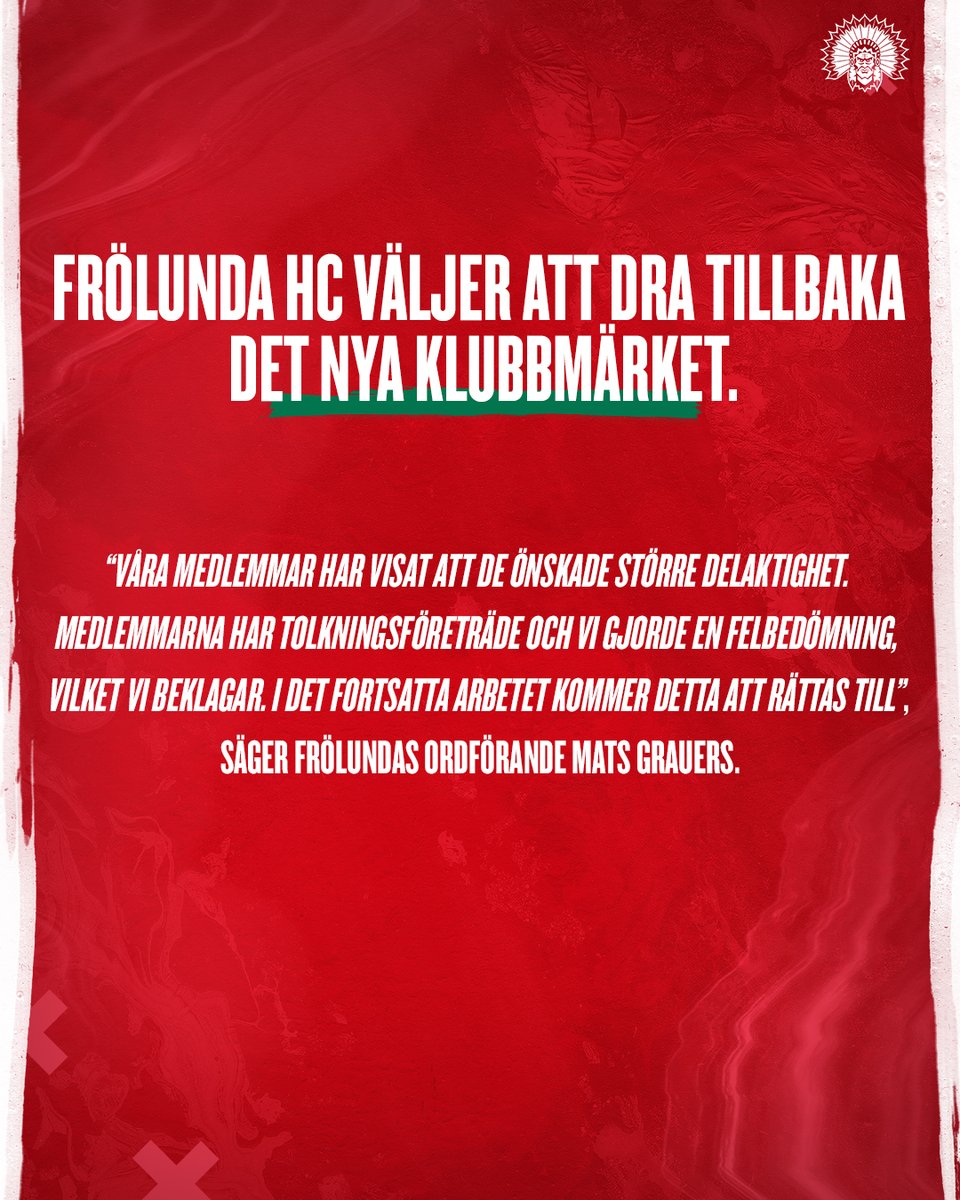 Frölunda HC väljer att dra tillbaka det nya klubbmärket.

Läs mer här:frolundahockey.com/article/75jjak…