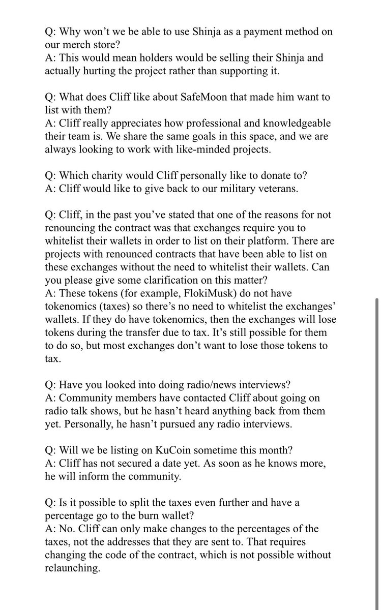 #SHINJA AMA RECAP AKA "CLIFF'S NOTES" 03 FEB 2022‼️🥷🔥
#Shibnobi $Shinja #ShinjaSeason #ShinjaIsTheNext1000X #DeFi