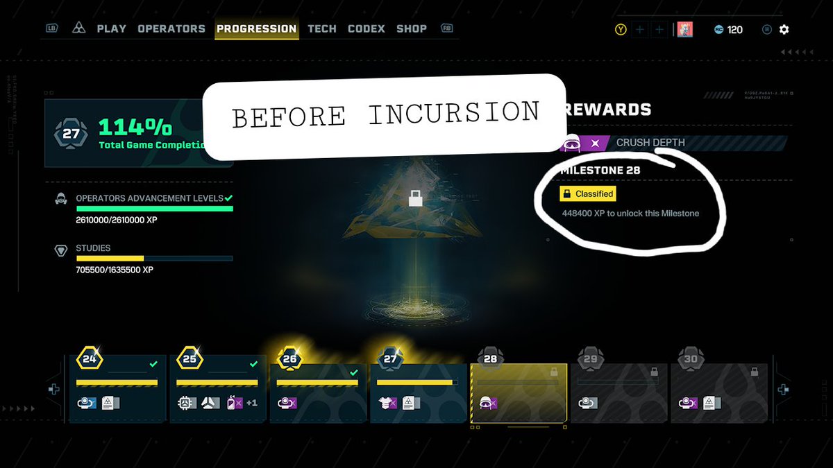 EbbieSprightly's tweet photo. @R6Extraction I have come across a Bug that hinders XP progression. I have been stuck at progression 27 for the past 48 hours.
I checked how much XP I needed to get to level 28 before my incursion, after my incursion the number remained the same. Here are some images https://t.co/fkmqArdzf4