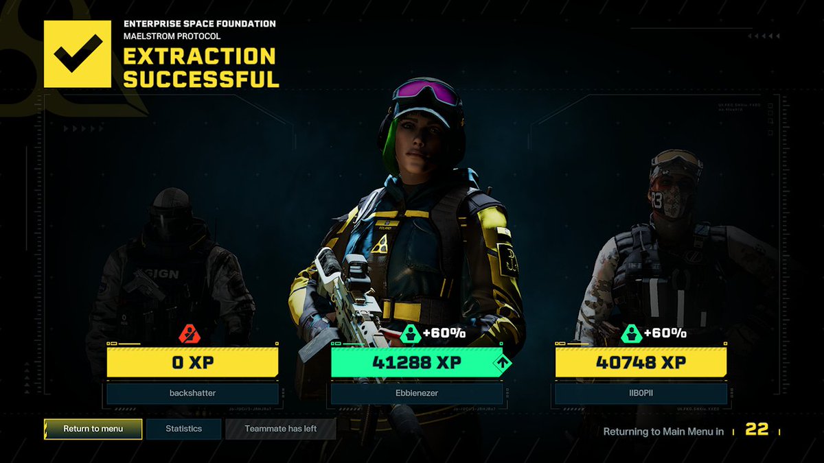 EbbieSprightly's tweet photo. @R6Extraction I have come across a Bug that hinders XP progression. I have been stuck at progression 27 for the past 48 hours.
I checked how much XP I needed to get to level 28 before my incursion, after my incursion the number remained the same. Here are some images https://t.co/fkmqArdzf4
