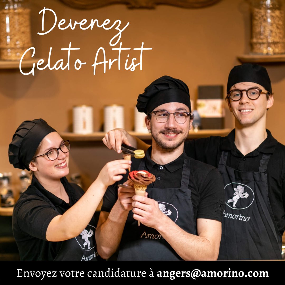 Les angevins, je recrute, rejoignez notre team de gelato artist chez Amorino 🍦

Création d’un poste en CDI en temps partiel et de plusieurs contrats saisonniers. Plus d’infos sur <a href="/Indeedfrancais/">Indeed</a> ou par mail angers@amorino.com 📲

#Angers #Emploi #Recrutement #Job