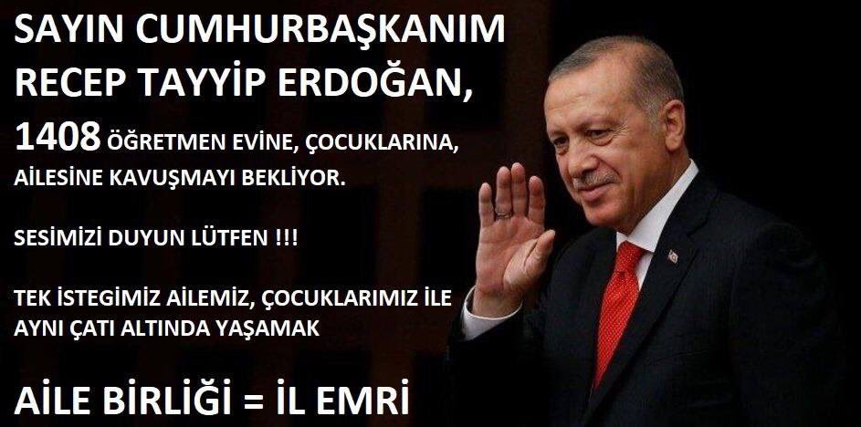 Yarıyıl tatilinin bitmesine günler kaldı. Ayrılık İL EMRİ ile son bulsun. 1408 öğretmen ailesine kavuşsun istiyoruz.

<a href="/RTErdogan/">Recep Tayyip Erdoğan</a> 
<a href="/dbdevletbahceli/">Devlet Bahçeli</a>
<a href="/tcmeb/">Millî Eğitim Bakanlığı</a> 
<a href="/OlcayKilavuz/">Olcay Kılavuz 🇹🇷</a> 
@arzuerdemDB 
<a href="/yclblt06/">Yücel Bulut</a> 
<a href="/polatturkmen67/">Polat Türkmen</a>
<a href="/avhamzadag/">HAMZA DAĞ</a>
<a href="/erkankandemir/">Erkan Kandemir</a>
<a href="/ZekiTosun67/">Zeki Tosun 🇹🇷</a>

#müjde1408aileicin
