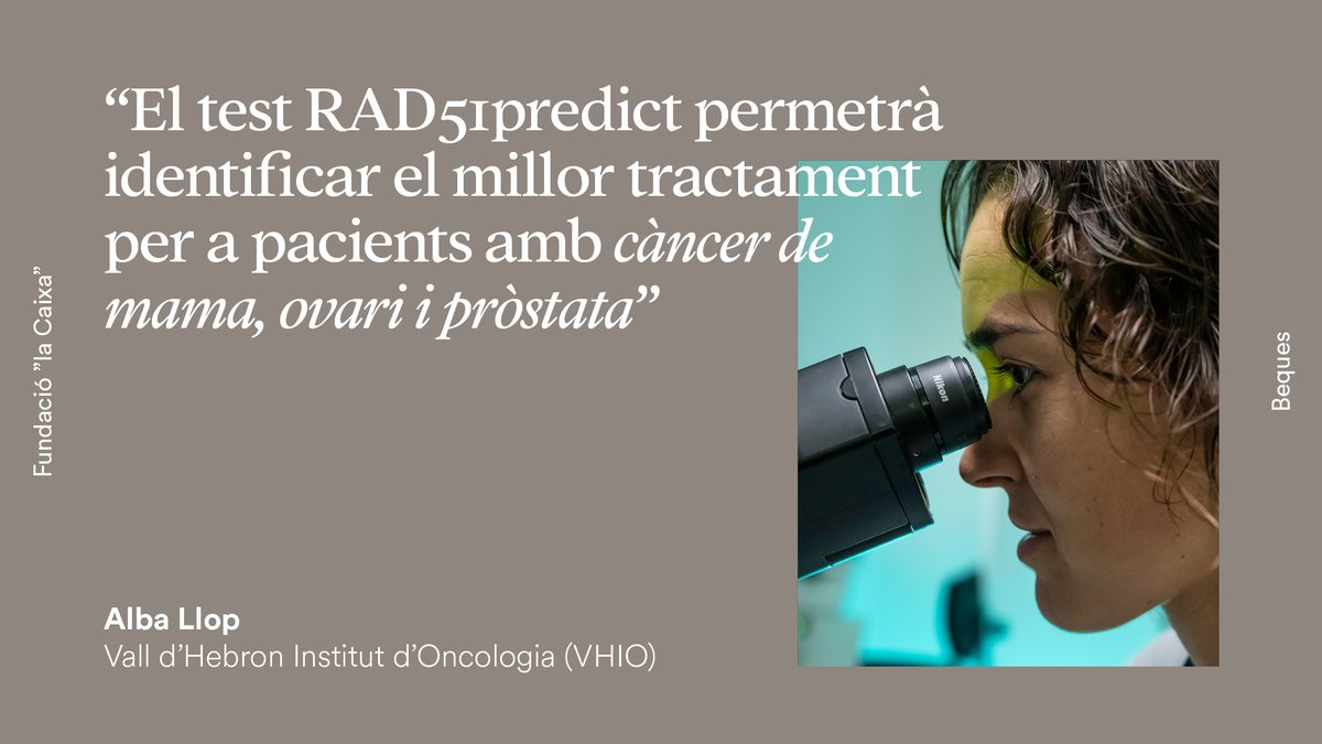 🧪 @AlbaLlopGuevara @VHIO, becària de la #FundaciólaCaixa, desenvolupa un test diagnòstic per identificar biomarcadors en cèl·lules tumorals. S’estima que➕del 10% dels pacients amb càncer es podrien beneficiar dels seus resultats. #DiaMundialCàncer ℹ️ becarios.fundacionlacaixa.org/ca/alba-llop-g…
