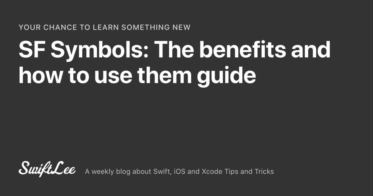 twannl's tweet image. Learn everything you need to know about SF Symbols!
avanderlee.com/swift/sf-symbo…
🧐 How to use them on iOS 12 and lower
👉🏻 The code you need in #swiftlang
✍🏻 Creating custom symbols
#iosdev