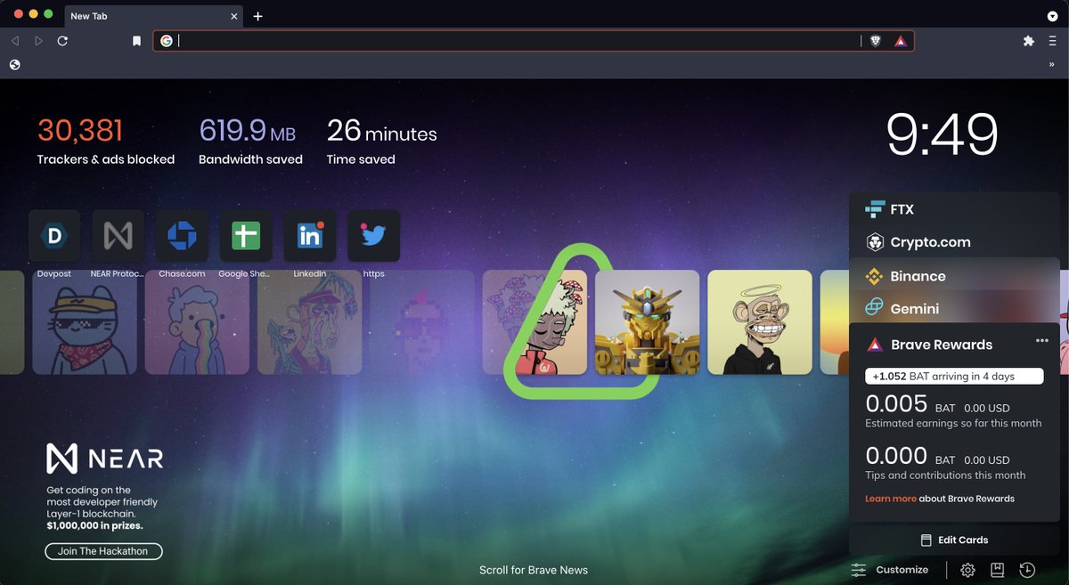 ChrisGhent's tweet image. Be @brave. #MetaBUILD on #NEARProtocol!

Join the hackathon: metabuild.devpost.com

AND explore hackathon challenges from partners like @auroraisnear @ParasHQ @mintbase  @fluxprotocol @graphprotocol 🦁🌿