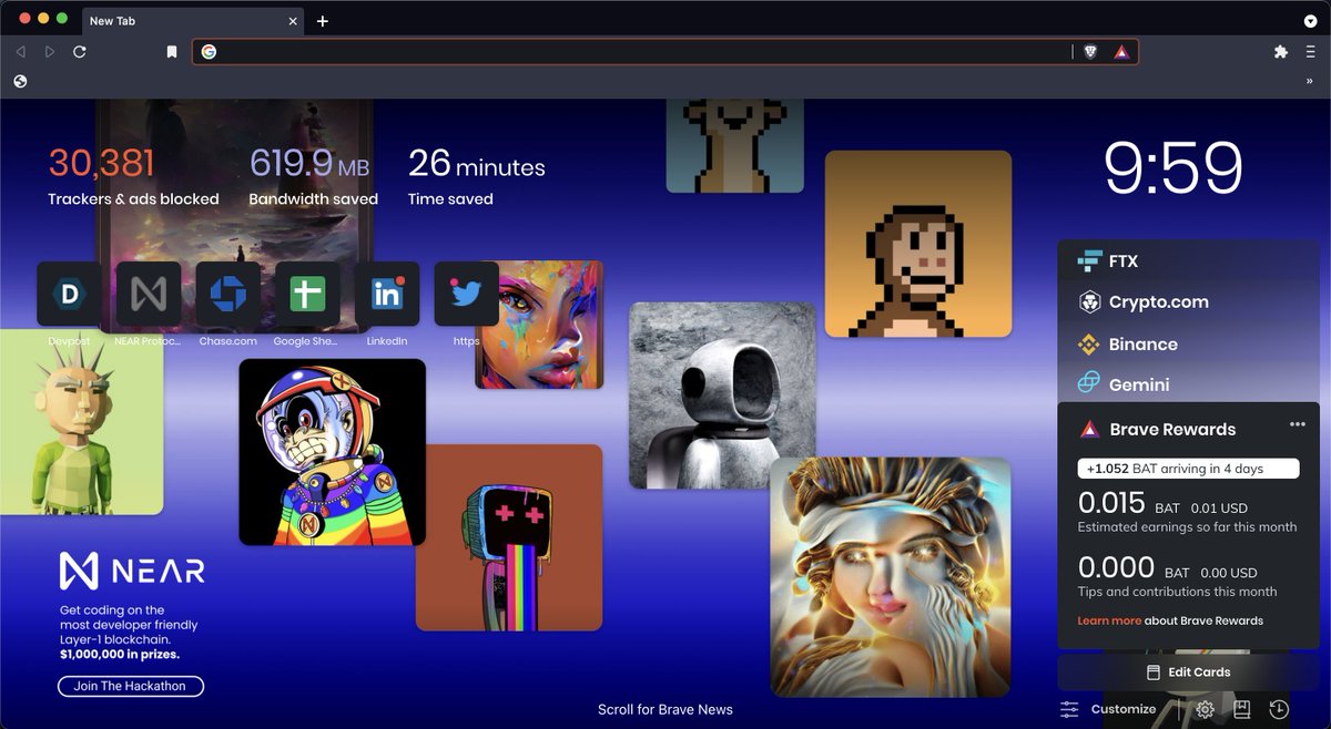 ChrisGhent's tweet image. Be @brave. #MetaBUILD on #NEARProtocol!

Join the hackathon: metabuild.devpost.com

AND explore hackathon challenges from partners like @auroraisnear @ParasHQ @mintbase  @fluxprotocol @graphprotocol 🦁🌿