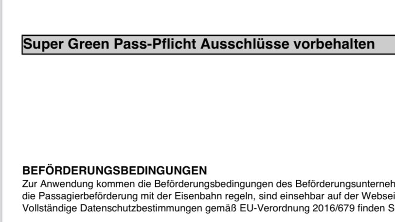 fedepermu's tweet photo. Domanda: ma Trenitalia/@LeFrecce è al corrente del fatto che le diciture “Reinforced Green Pass mandatory” e “Super Green Pass-Pflicht” sono del tutto incomprensibili o quantomeno enigmatiche per chi è di madrelingua inglese o tedesca? Qualche suggerimento. 1/3 https://t.co/gE8gBLw8VD
