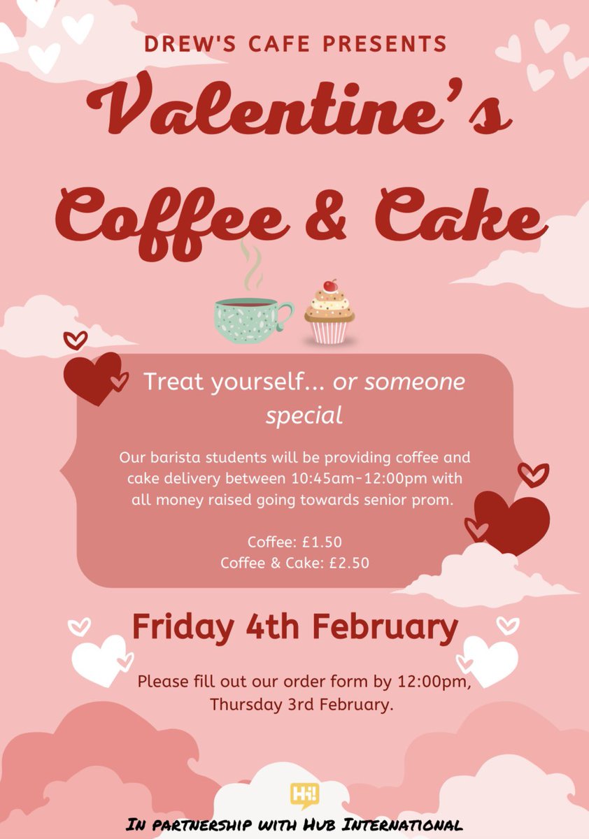 Friday is here and it’s brought along it’s good friend Cupid 💘 Our fantastic barista students are getting staff and seniors in the valentines spirit today with coffee &amp; cake 🍰 orders are already in but check out our drop in from 11:30am 😍