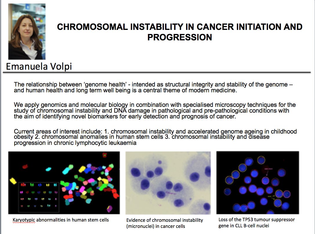 CancerWestmin's tweet photo. 13/14 Dr @emanuela_volpi is an expert on chromosomal instability in cancer initiation and progression https://t.co/yaWzSQNnTG