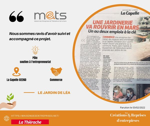 mets02140's tweet photo. 📌[Soutien à l’entrepreneuriat] 
Accompagné par la @mets02140, Laurent Hallier ouvre les portes de la future jardinerie mi-mars à La Capelle🌱
Vous avez un projet ? et souhaitez le structurer, la METS vous conseille et vous accompagne dans vos démarches. https://t.co/rfPpHzfGgP