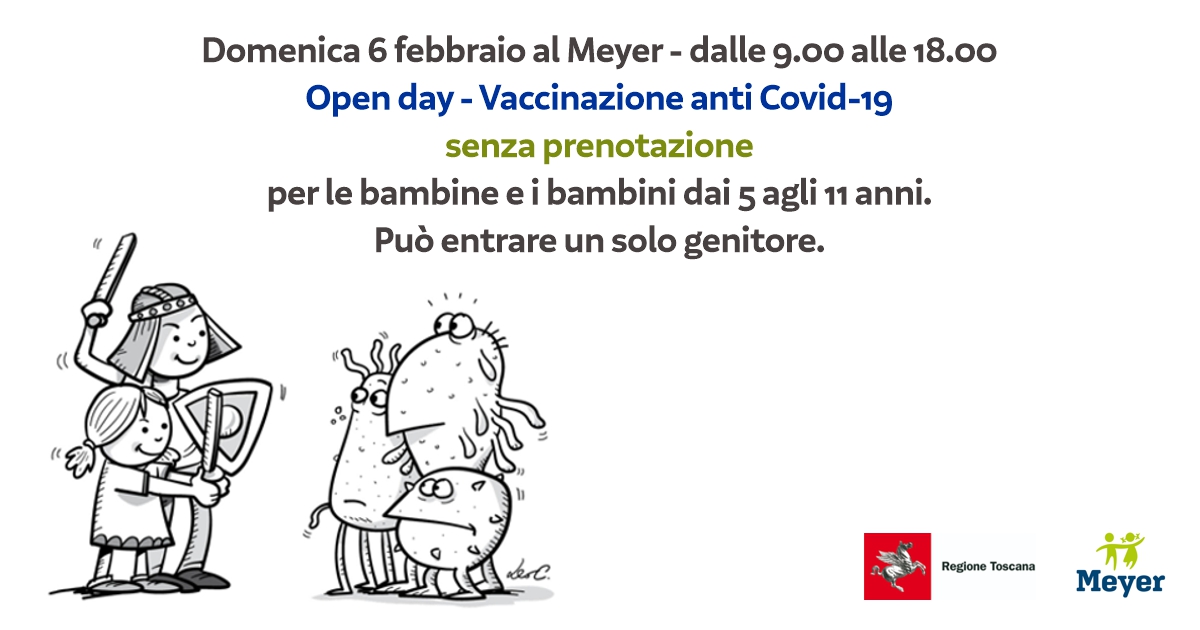 fondazionemeyer's tweet photo. Domani, dalle 9 alle 18, il Meyer aprirà le sue porte per un open day dedicato alla vaccinazione dei bambini di età compresa tra i 5 e gli 11 anni. L’accesso sarà libero e non sarà necessaria alcuna prenotazione. Vaccinarsi è importante! Vi aspettiamo. https://t.co/agNLEDN2qA