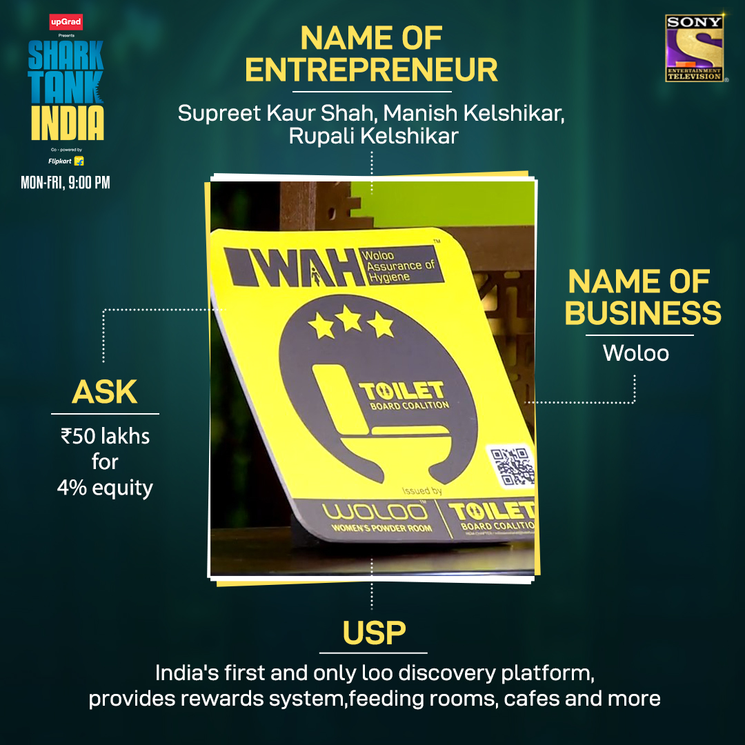 sharktankindia's tweet photo. #Woloo, #JainShikanji and #Elcare are the FINAL pitches of the Season! Who will get their dream investment today? Tune in to #SharkTankIndia Finale, tonight at 9 PM, only on Sony TV! https://t.co/qIyU3RzqWi